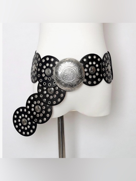 Accessories - New Black Boho Western Concho Leather Waist Belt